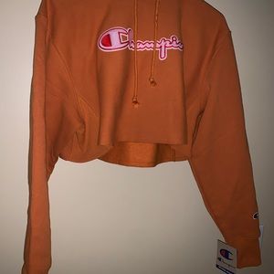Orange cropped Champion hoodie